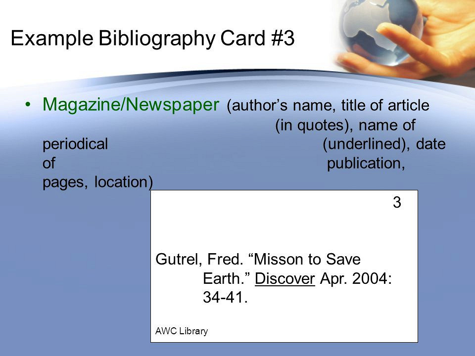 bibliography note card template