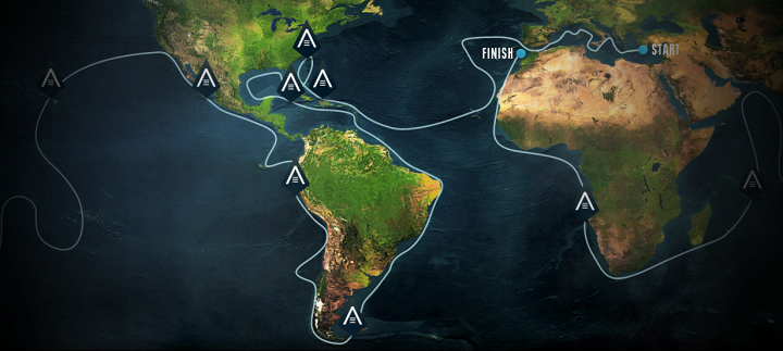 Примерный маршрут кругосветной экспедиции. По плану, яхта Aquatilis должна выйти из турецкого Мармариса в начале 2015 года