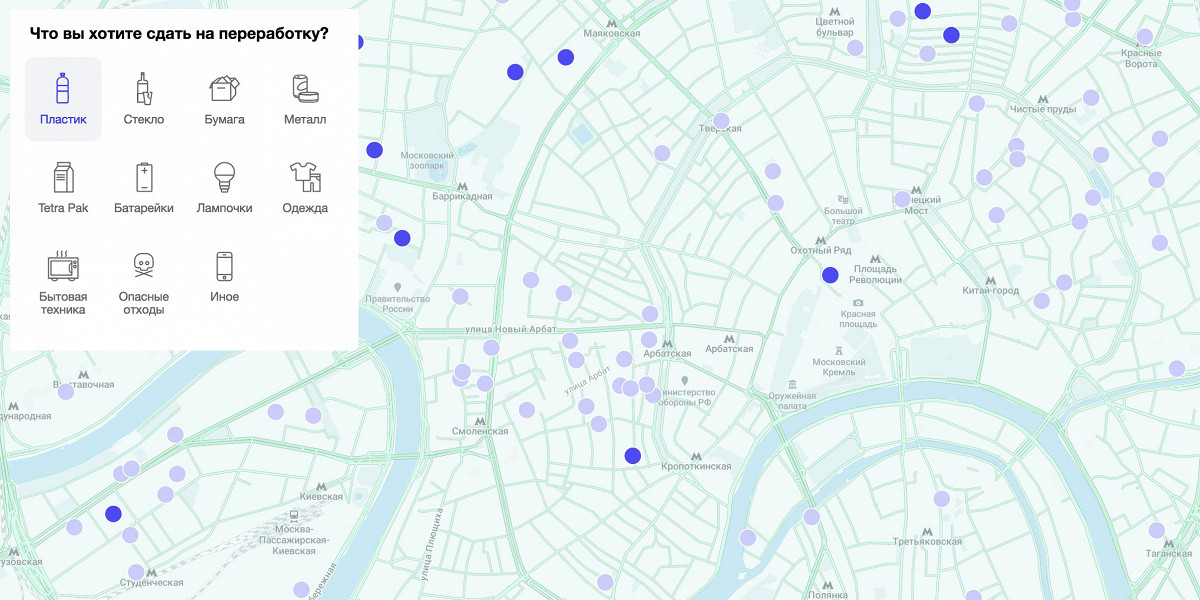 Карта пунктов приема вторсырья спб