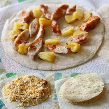 Фото рецепт Кесадилья с ананасом и курицей