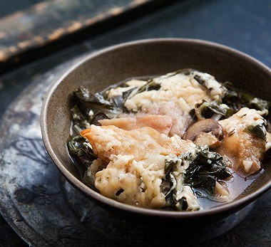 Рецепт Хлебный суп (Panade) с грибами, мангольдом и луком