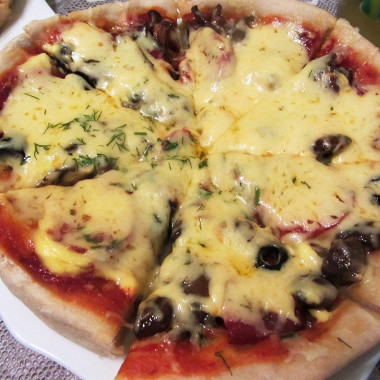 Рецепт Пицца с грибами и ветчиной