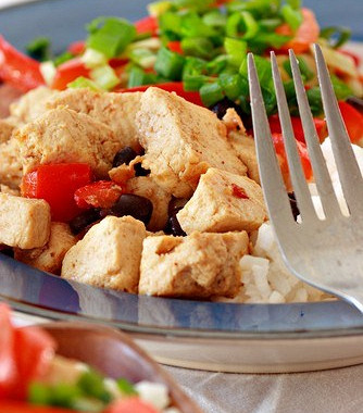 Рецепт Жареные баклажаны с красным перцем и тофу