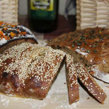 Рецепт Хлеб бездрожжевой с орехами и сухофруктами