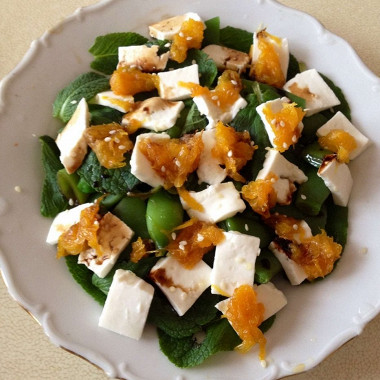 Рецепт Салат с зеленой фасолью, апельсинами и сыром