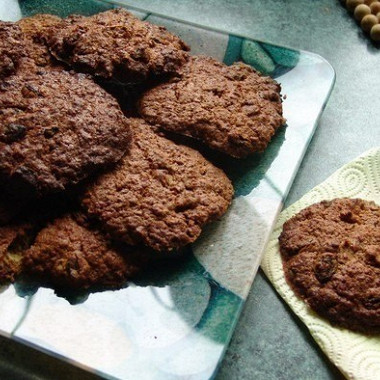 Рецепт Шоколадное овсяное печенье без сахара с бананом
