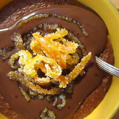 Рецепт Овсяная каша с шоколадным пудингом и засахаренной апельсиновой цедрой
