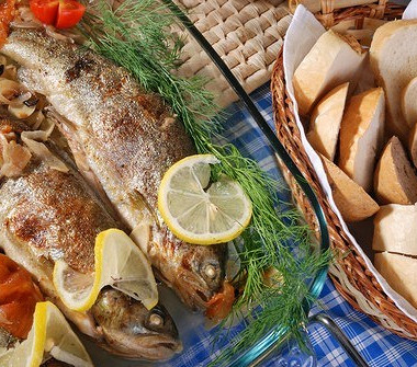 Рецепт Сибас, фаршированный каштанами и грибами