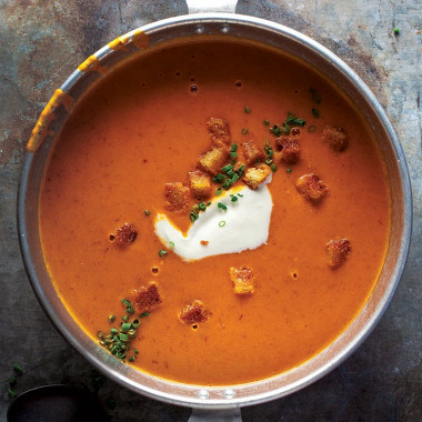 Рецепт Томатный крем-суп с беконом