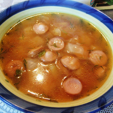 Рецепт Суп томатный с копчеными сосисками
